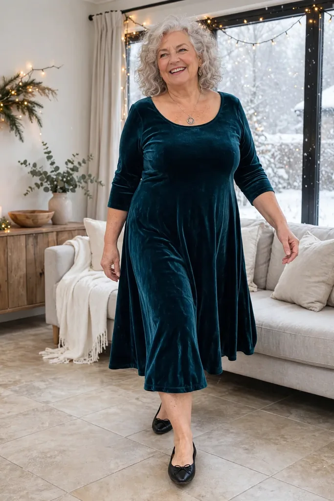 a-deep-teal-swing-dress-in-comfortable-stretch-velvet
