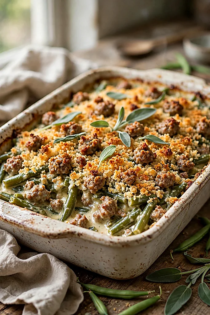 -sausage-sage-green-bean-casserole