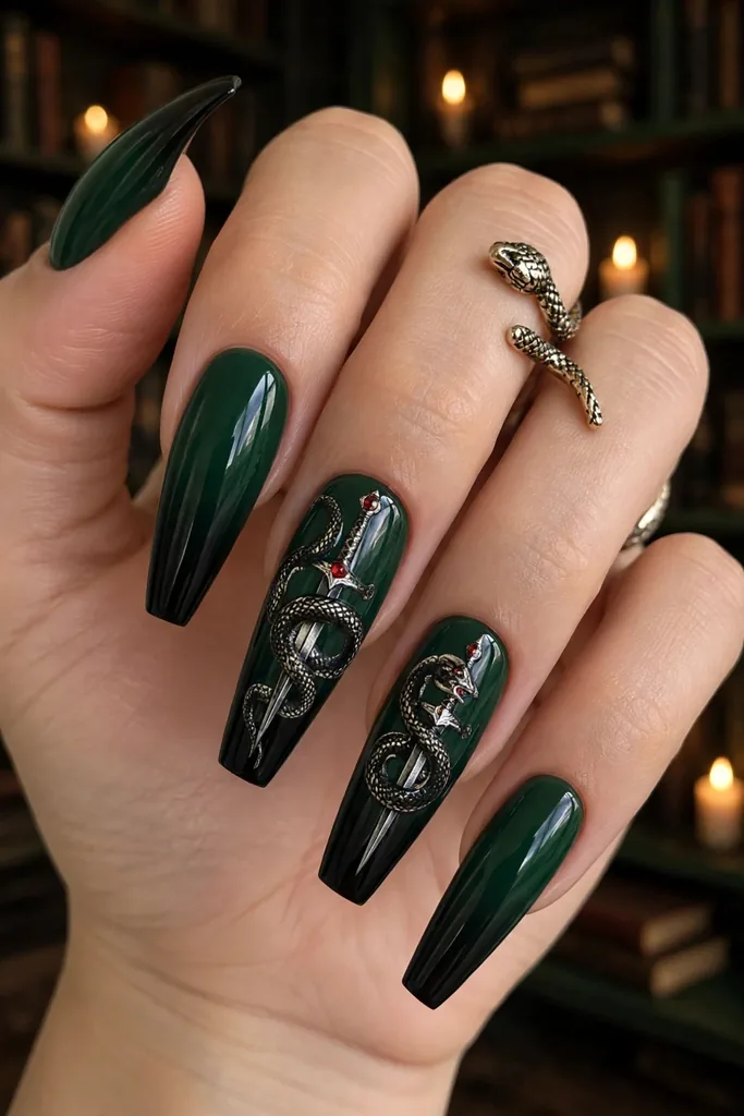 -serpent-and-dagger-tattoo-nails