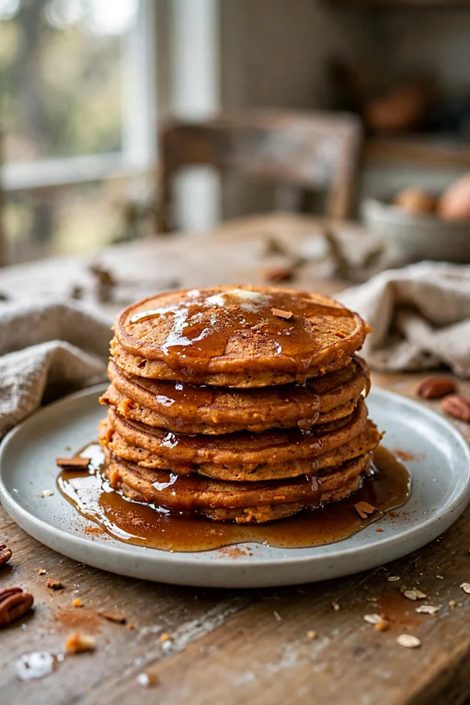 Sweet Potato Pancakes with Cinnamon Maple Syrup