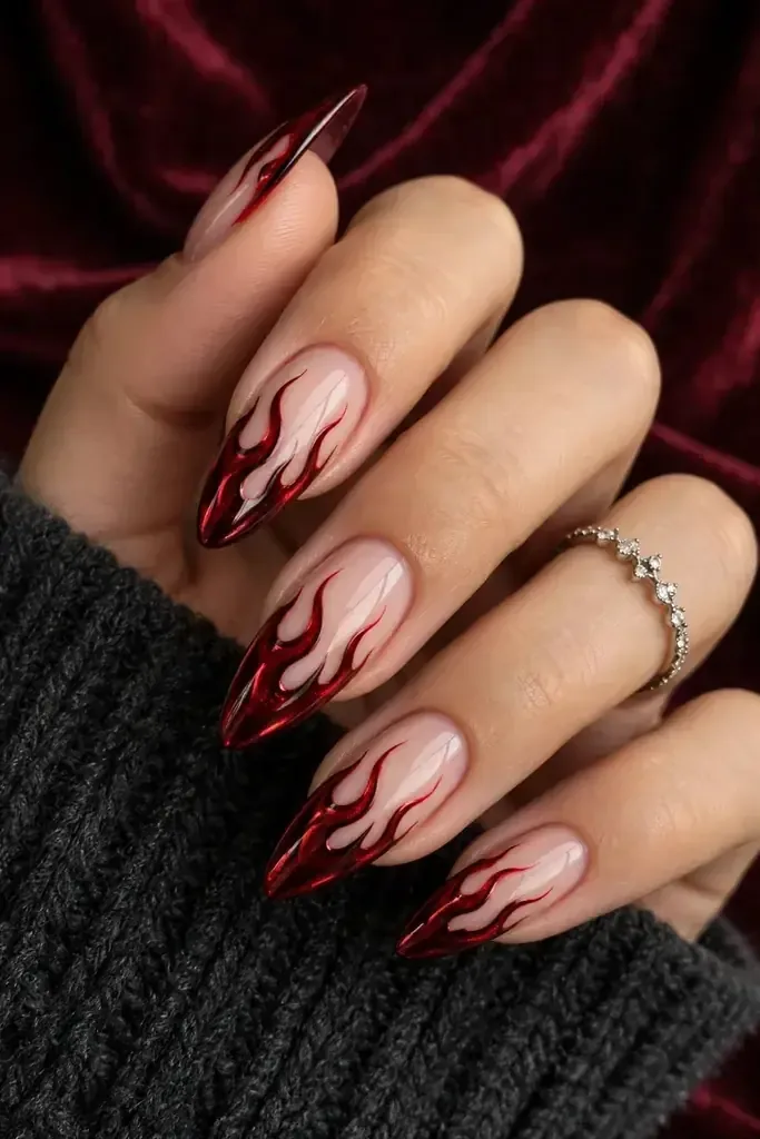 -crimson-fire-french-manicure