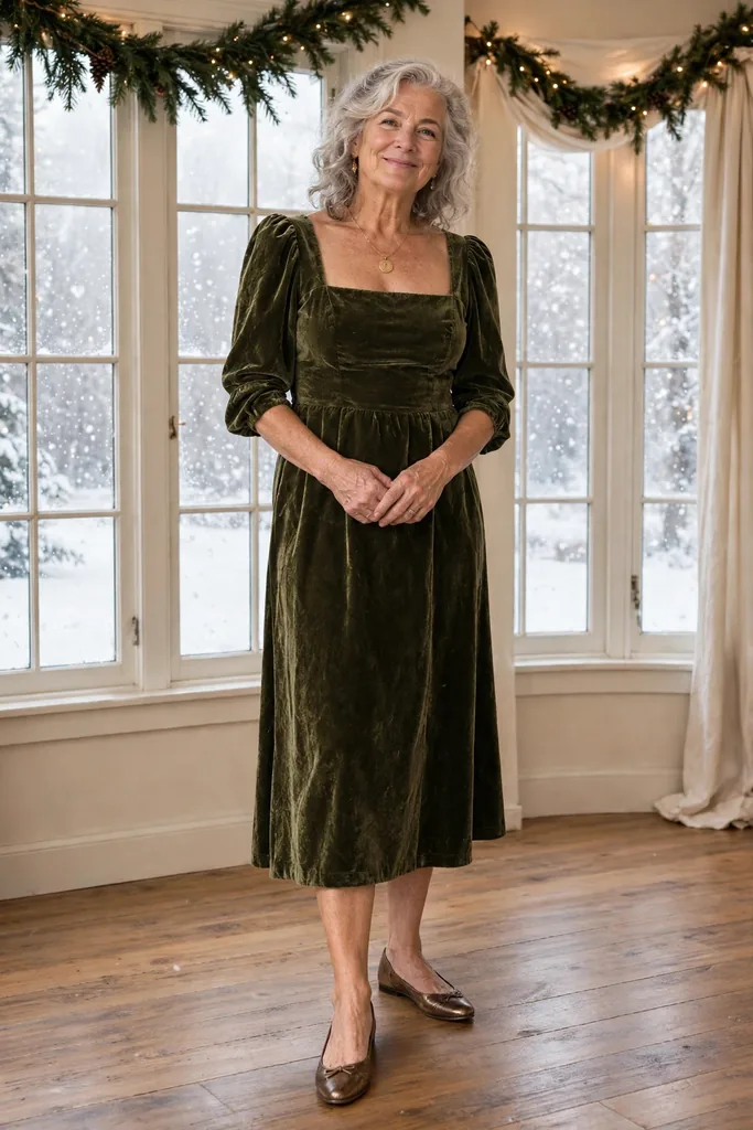 -an-antique-olive-dress-with-a-modest-square-neck