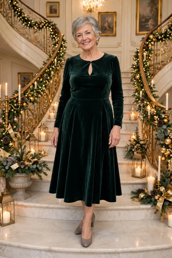 -a-pine-green-dress-with-a-small-keyhole-neckline