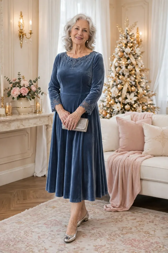 -a-dusty-blue-dress-trimmed-with-delicate-lace