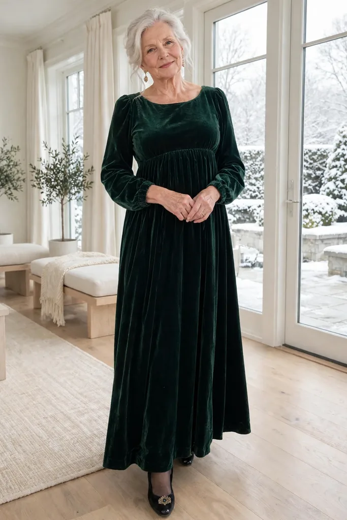 a-forest-green-empire-waist-maxi-that-flows-to-the-floor