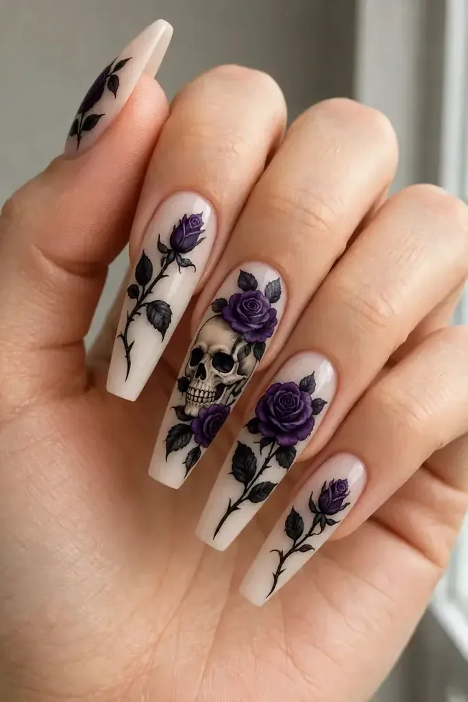 -gothic-skulls-with-burgundy-roses